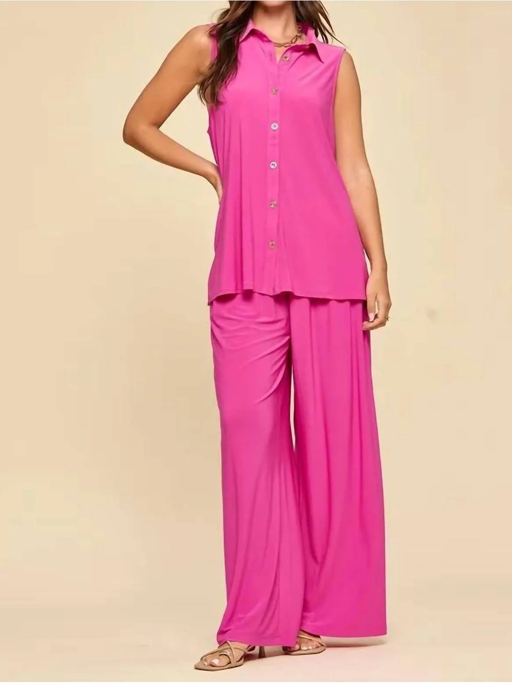 Dear Scarlett Shoreline Travel Pant Set Runway Pink